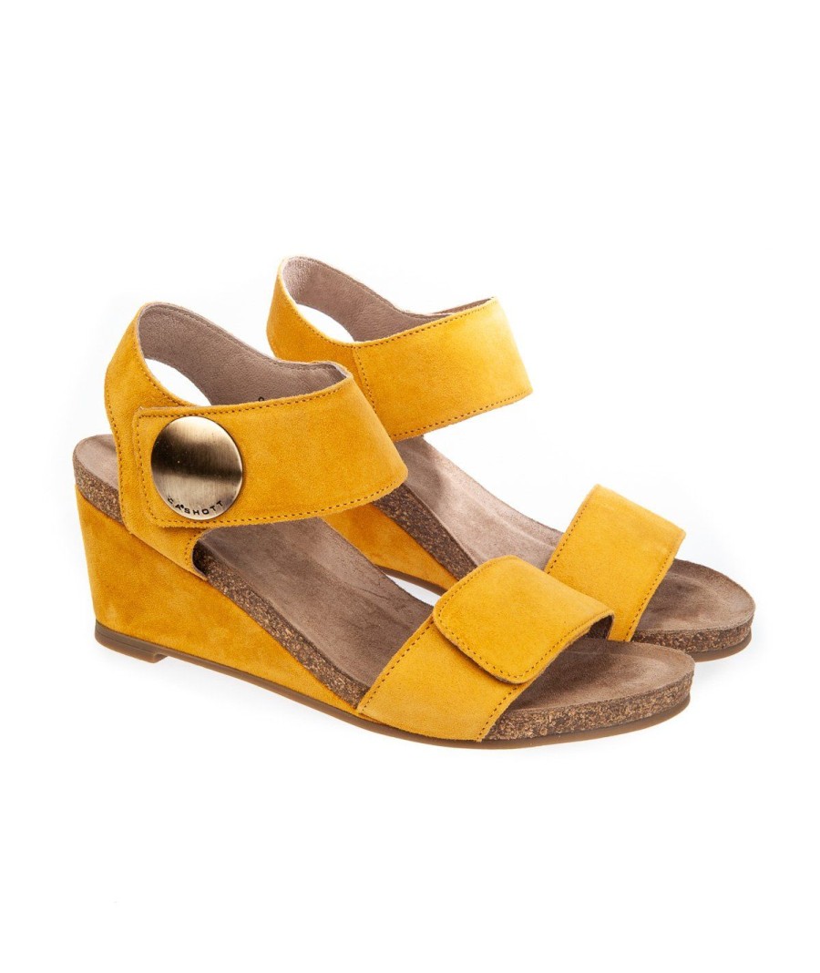 Donna CA'SHOTT | Ca Shott 8024 Sandalo 2 Fasce Zeppa 6 Cm Giallo