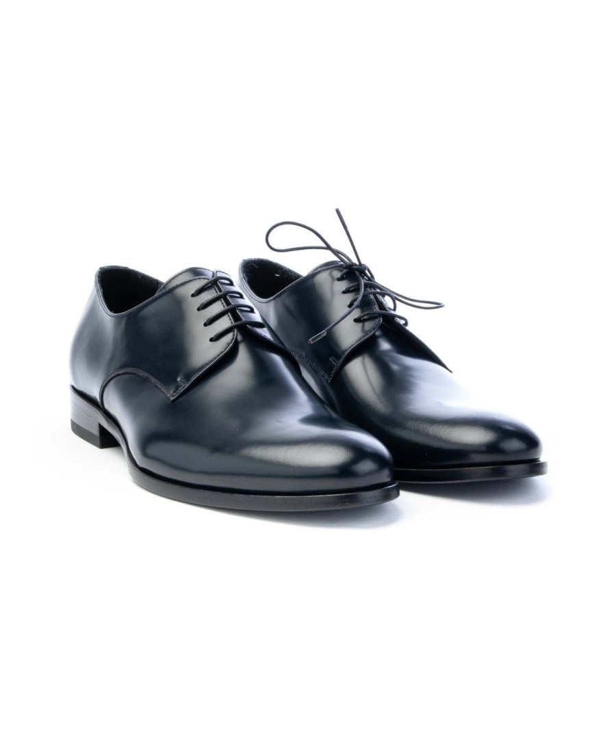 Uomo ROSSI | Rossi 4711 Derby Lacci Fondo Cuoio Man Leone Shoes Blu