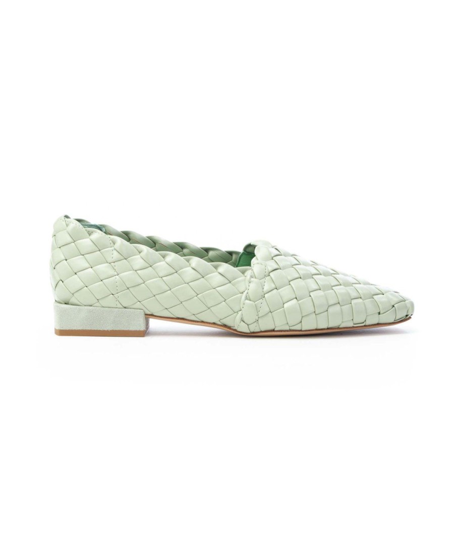 Donna BRUGLIA MILANO | Bruglia 8586 Mocassino Intrecciato Leone Shoes Menta