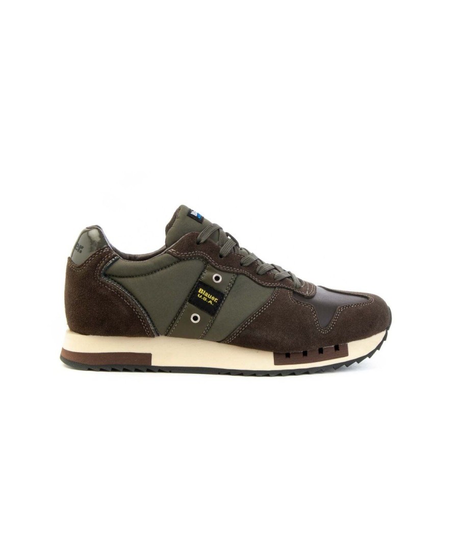 Uomo BLAUER | Blauer F3Queens01/Wax Sneakers Lacci Uomo Leoneshoes Frosinone Dark Brown