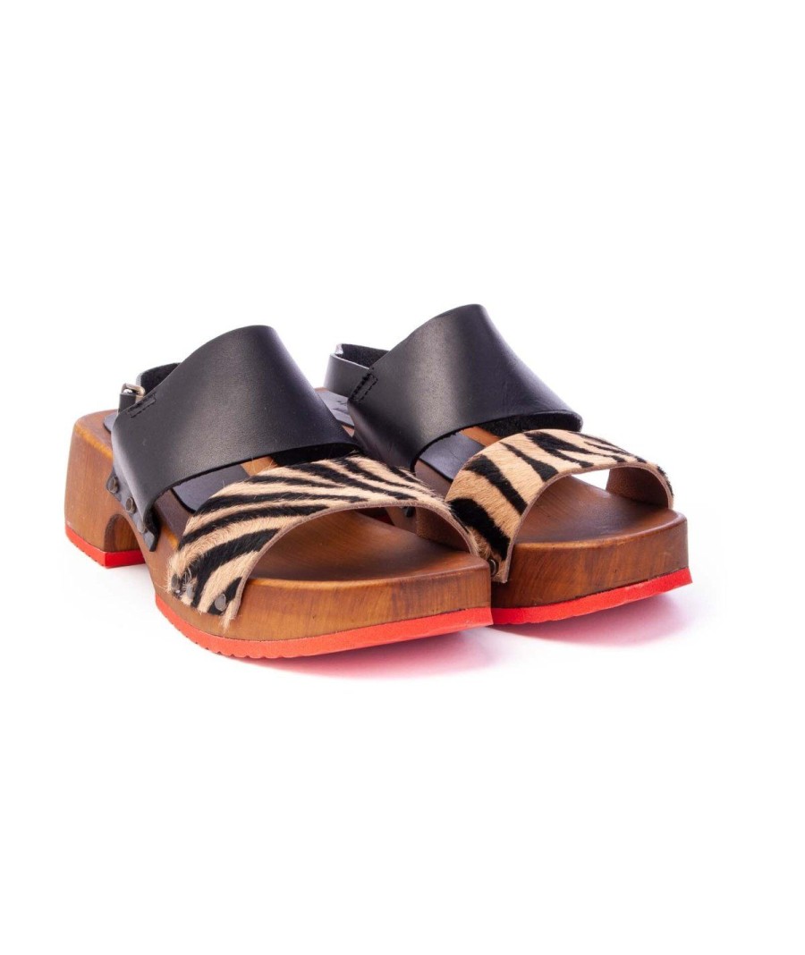 Donna MARRADINI | Marradini 799 Sandalo 2 Fasce Cavallino Leone Shoes Zebra