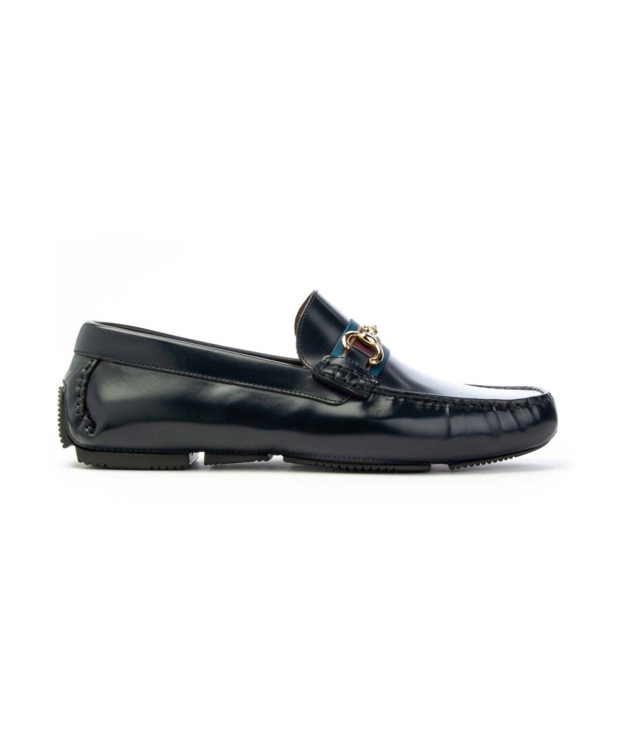 Uomo ROSSI | Rossi 200 Mocassino Morsetto Vitello Fondo Drive Leone Shoes Blu