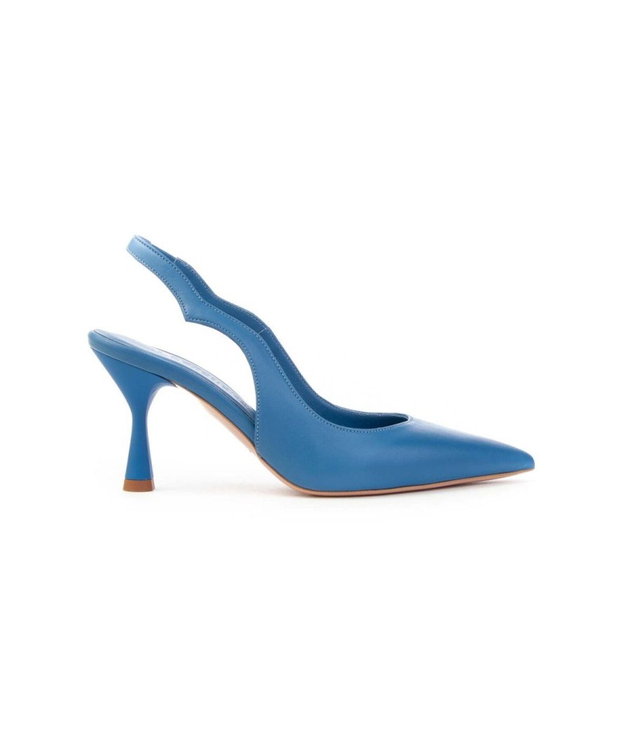 Donna SARA SCHEKER | Sara Scheker Slingback 454Nappa Donna Leone Shoes Frosinone Blu Indaco