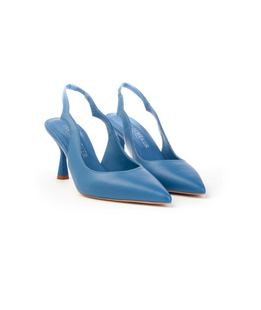 Donna SARA SCHEKER | Sara Scheker Slingback 454Nappa Donna Leone Shoes Frosinone Blu Indaco