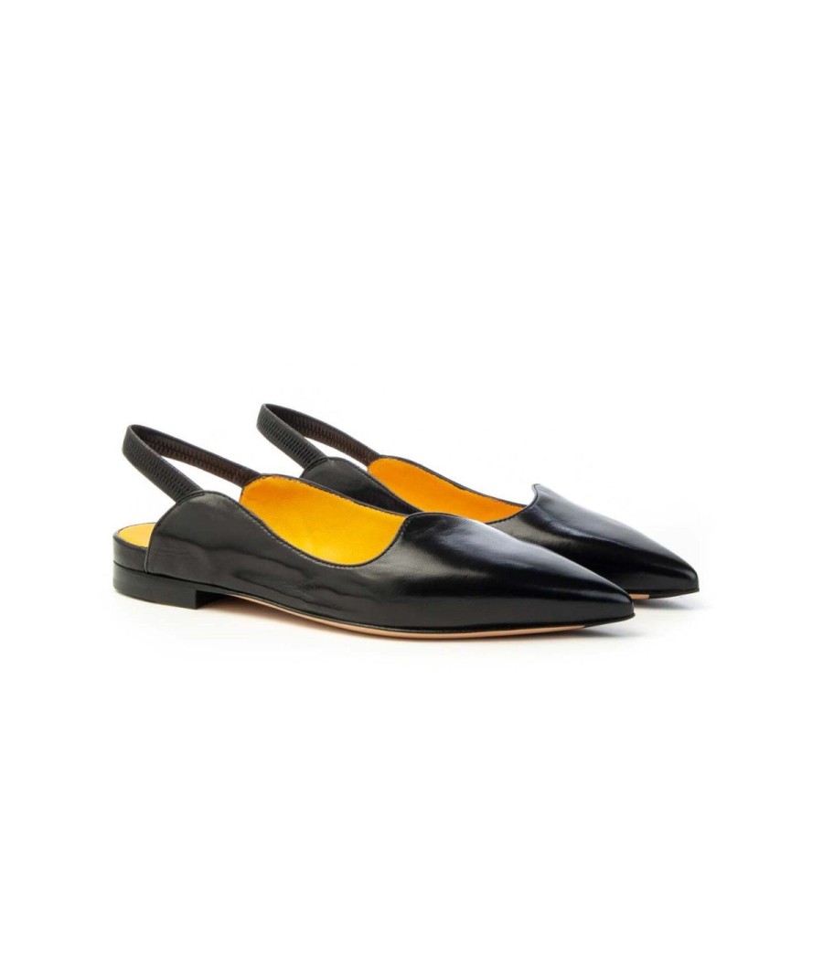 Donna MARA BINI | Mara Bini G705 Wave Slingback Nappa Leone Shoes Frosinone Nero