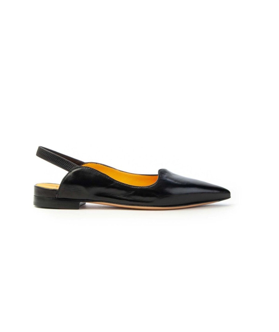 Donna MARA BINI | Mara Bini G705 Wave Slingback Nappa Leone Shoes Frosinone Nero