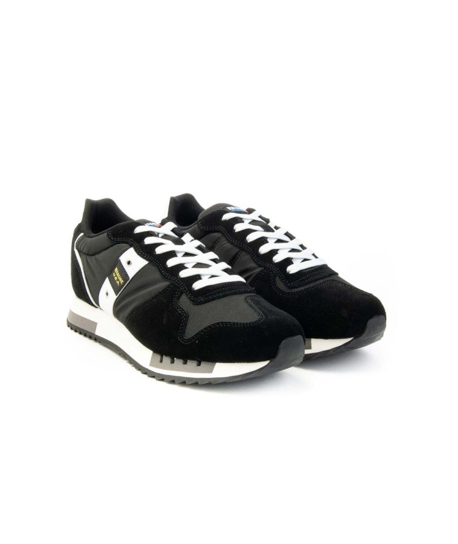 Uomo BLAUER | Blauer S3Queens01/Mes Sneakers Lacci Man Leone Shoes Black/White