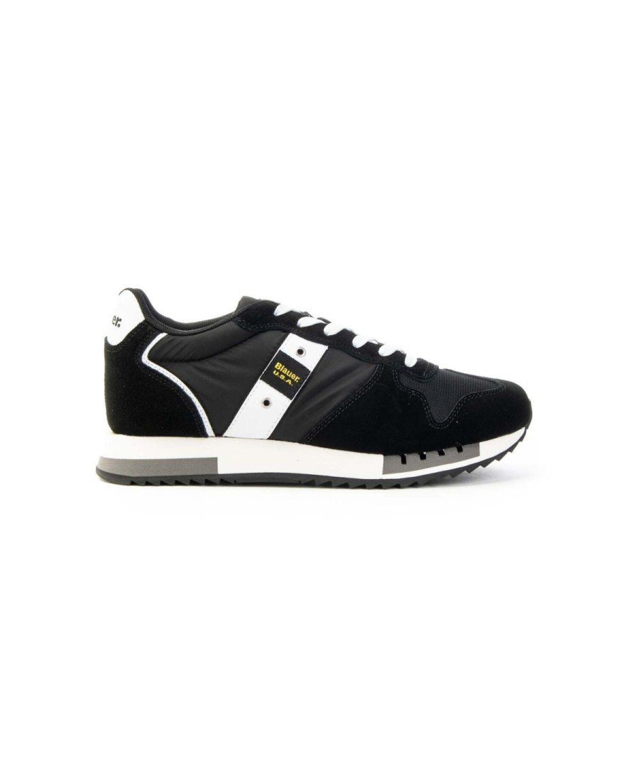 Uomo BLAUER | Blauer S3Queens01/Mes Sneakers Lacci Man Leone Shoes Black/White