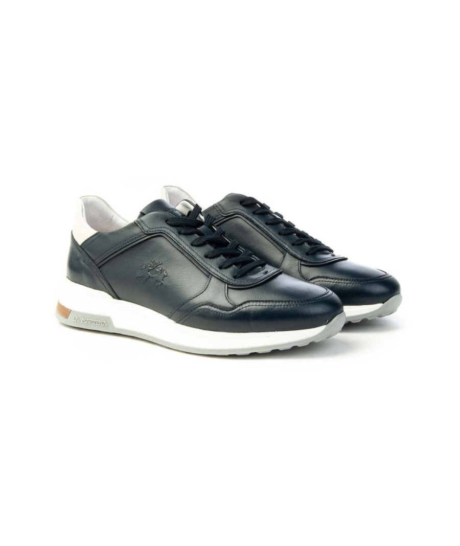 Uomo LA MARTINA | La Martina Lfm241.060 Sneakers Lacci Uomo Leone Shoes Frosinone Blu