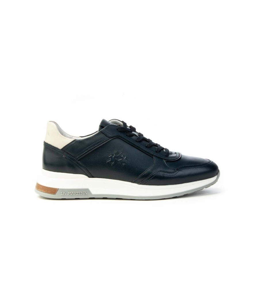 Uomo LA MARTINA | La Martina Lfm241.060 Sneakers Lacci Uomo Leone Shoes Frosinone Blu