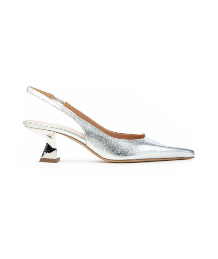 Donna ROBERTO FESTA | Roberto Festa Arabel Slingback Tacco 50 Leone Shoes Silver