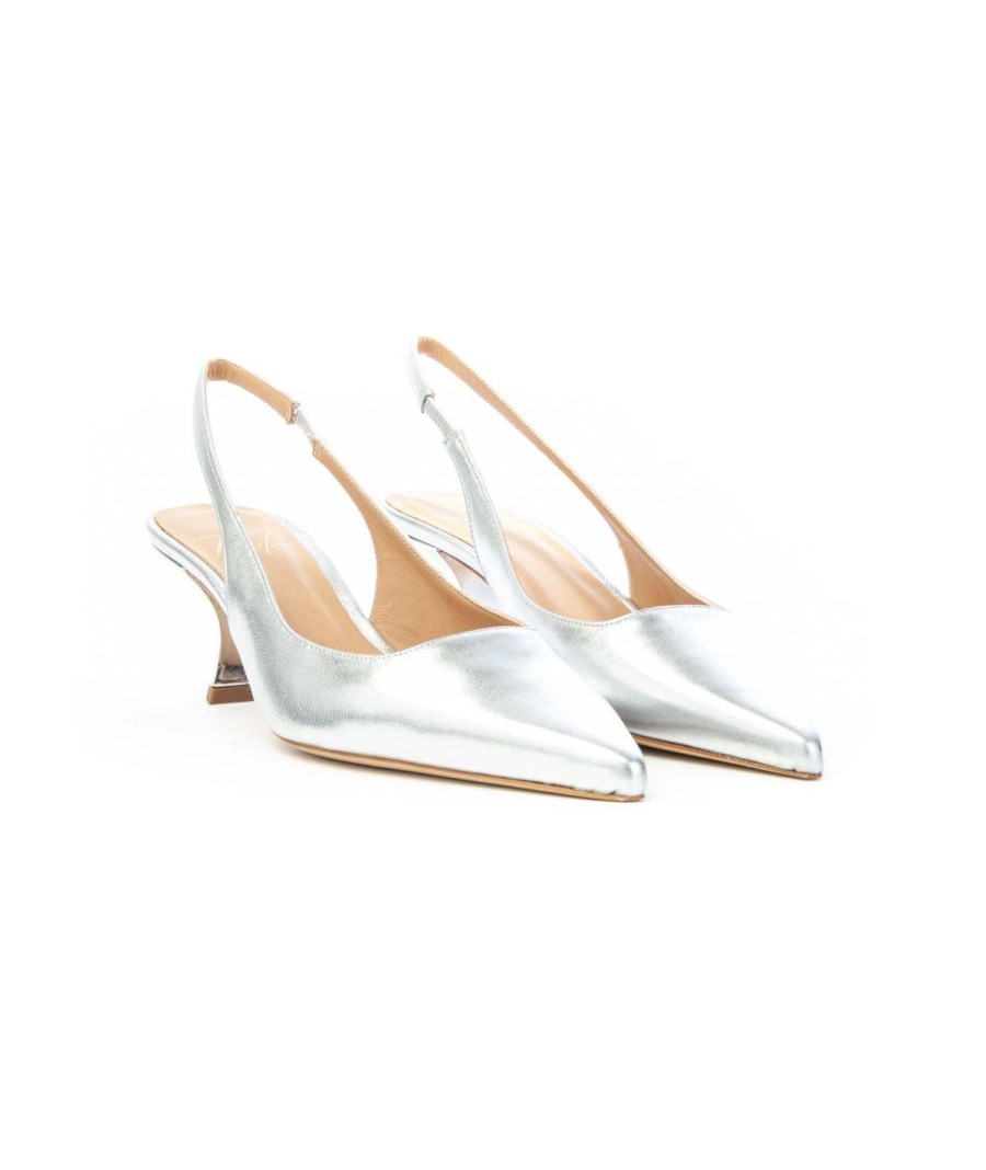 Donna ROBERTO FESTA | Roberto Festa Arabel Slingback Tacco 50 Leone Shoes Silver