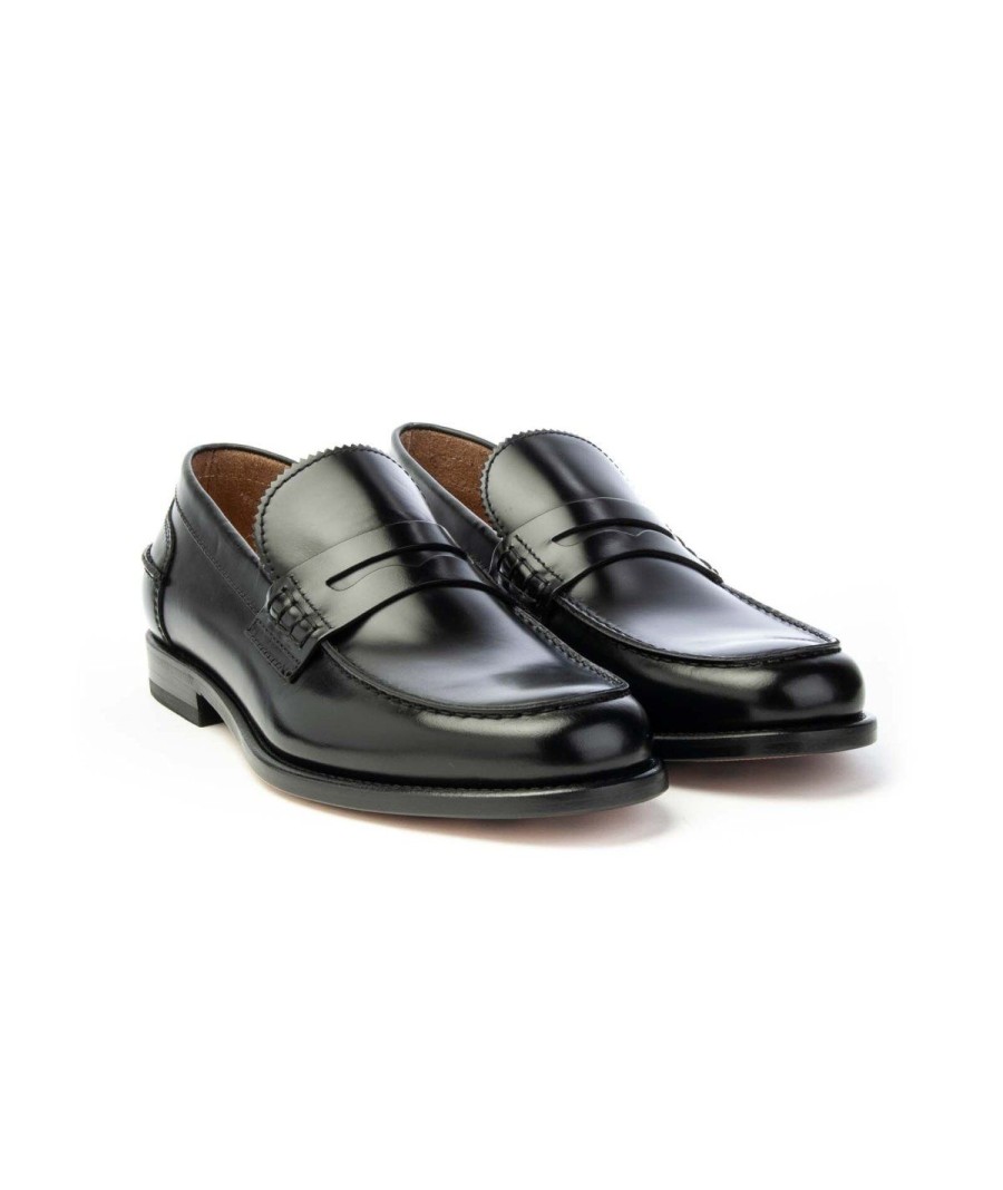 Uomo ROSSI | Rossi 262 Mocassino College Vitello Spazzolato Leone Shoes Nero