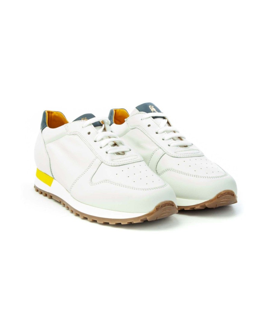 Uomo ANTICA CUOIERIA | Antica Cuoieria 22474 Sneakers Lacci Uomo Bianco Blu