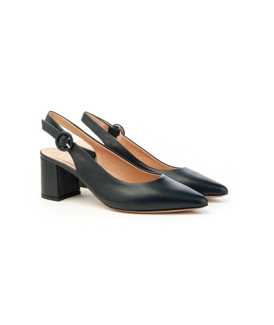 Donna FRANCO RUSSO | Franco Russo 1602S Slingback Tacco 50 Leone Shoes Frosinone Blu