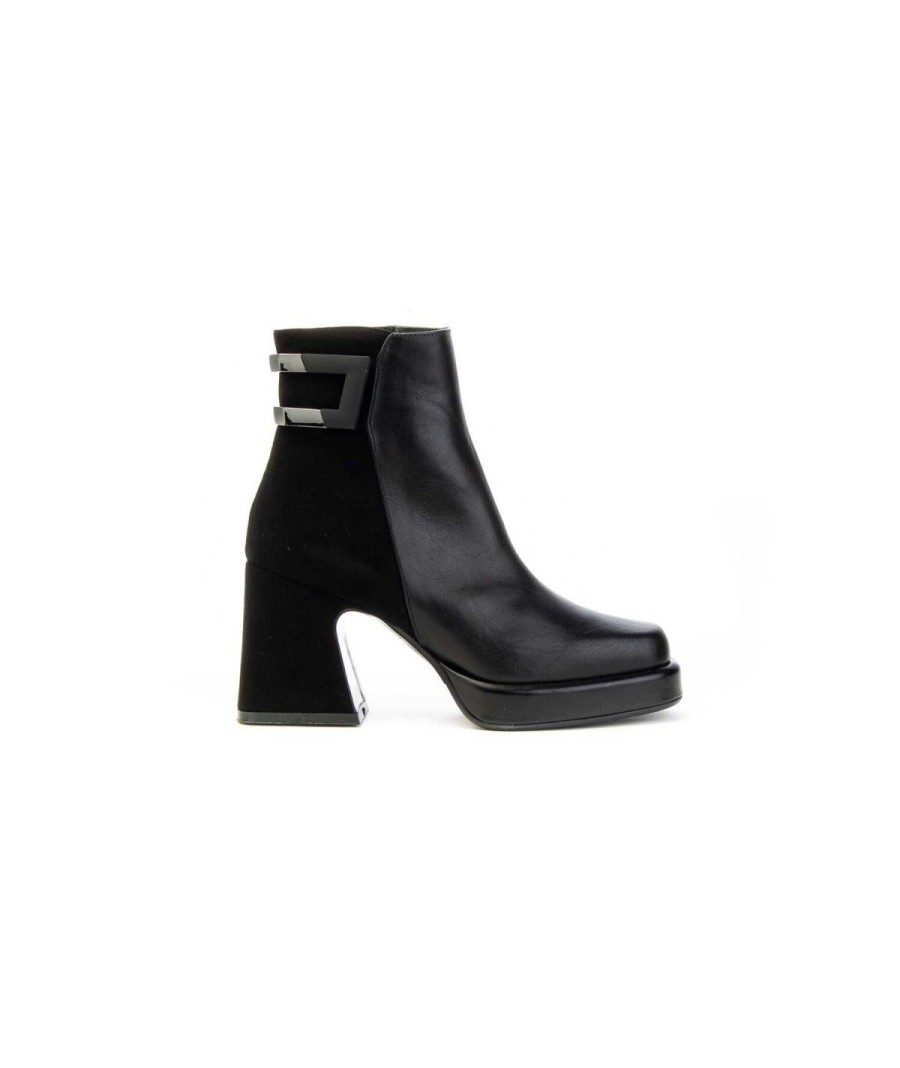 Donna ALBANO | Albano 2591 Tronchetto Fibbia Plateau 80 Leone Shoes Frosinone Nero