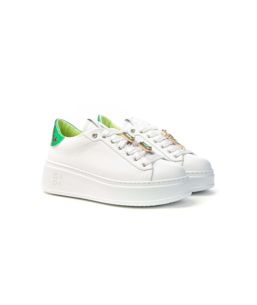 Donna GIO+ | Gio+ Pia180C Sneakers Bijoux Geco E Cabochon Leone Shoes Frosinone White/Lime