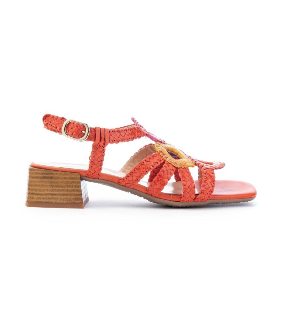 Donna KESS | Kess 21037 Sandalo Intreccio Tacco 30 Leone Shoes Arancio