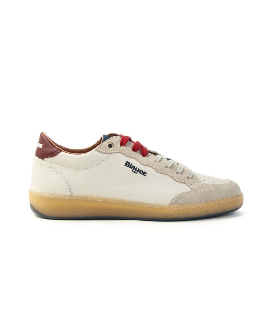 Uomo BLAUER | Blauer Usa S4Murray01/Vil Sneaker Lacci Uomo Leoneshoes Frosinone White/Red