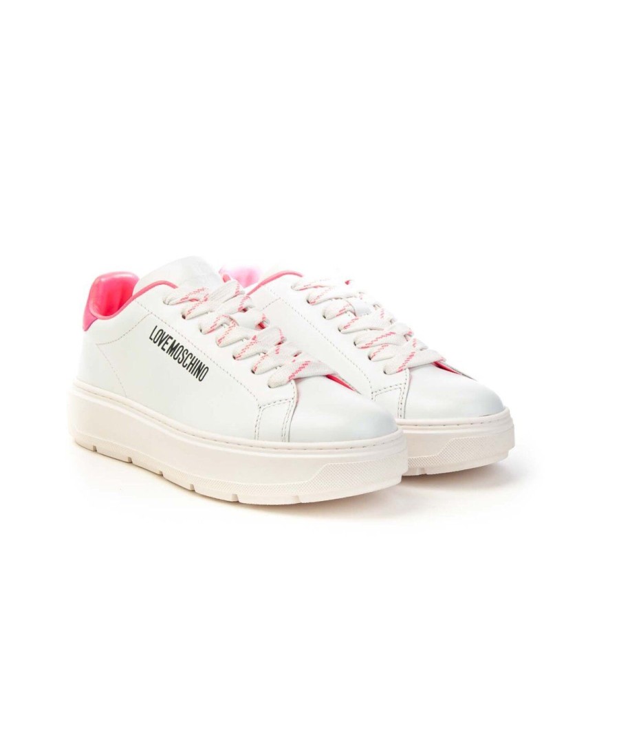 Donna LOVE MOSCHINO | Love Moschino Ja15374G1Gia Scarpe Sneakers Donna Leoneshoes Bianco/Fuxia