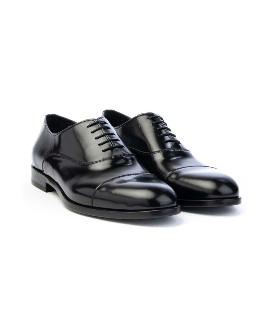 Uomo ROSSI | Rossi 300 Oxford Lacci Spazzolato Leone Shoes Nero