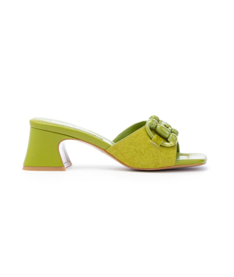 Donna JEANNOT | Jeannot 556 Ciabatta Cavallino Morsetto Tacco 50 Leone Shoes Verde Acido