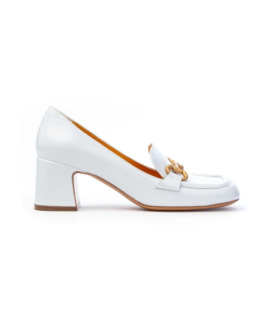 Donna MARA BINI | Mara Bini Q167 Mocassino Morsetto Tacco 50 Leone Shoes Bianco