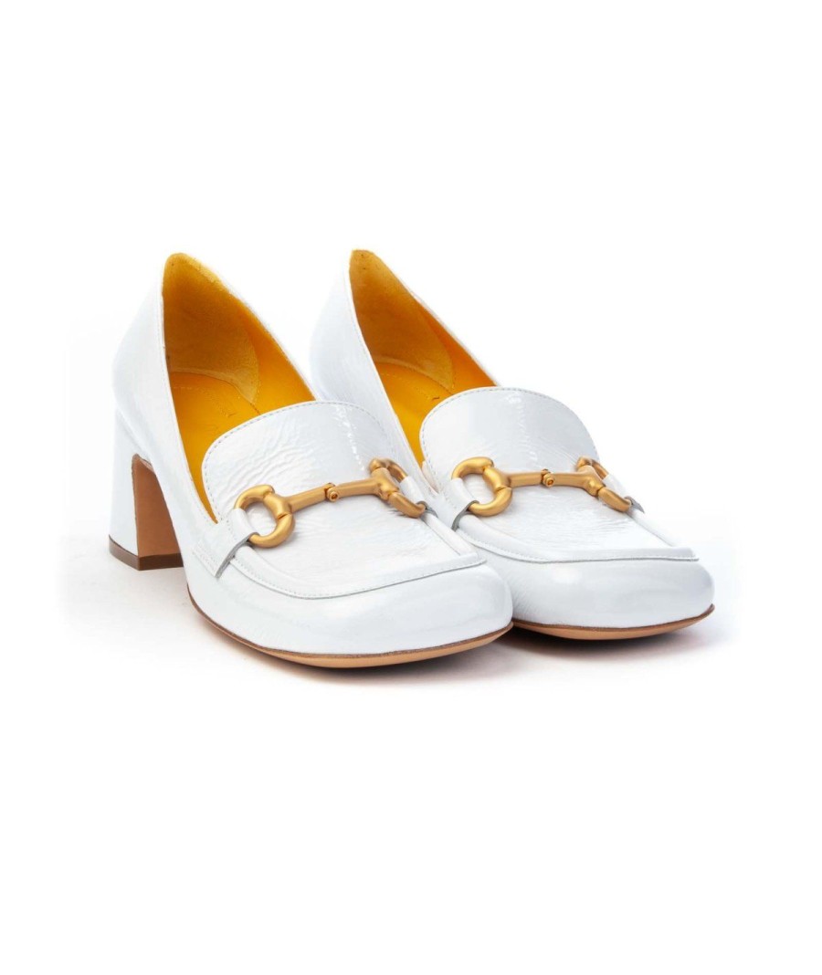 Donna MARA BINI | Mara Bini Q167 Mocassino Morsetto Tacco 50 Leone Shoes Bianco