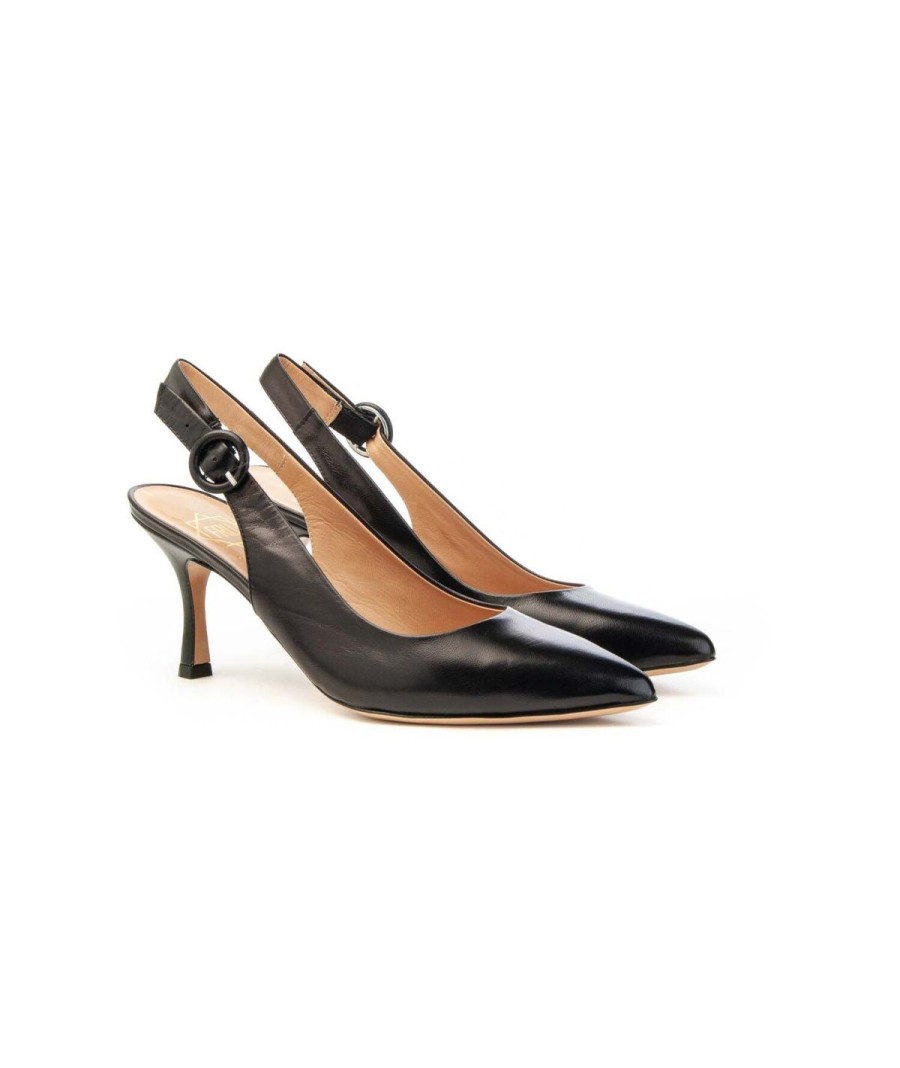 Donna FRANCO RUSSO | Franco Russo 1902S Slingback In Nappa Leone Shoes Frosinone Nero