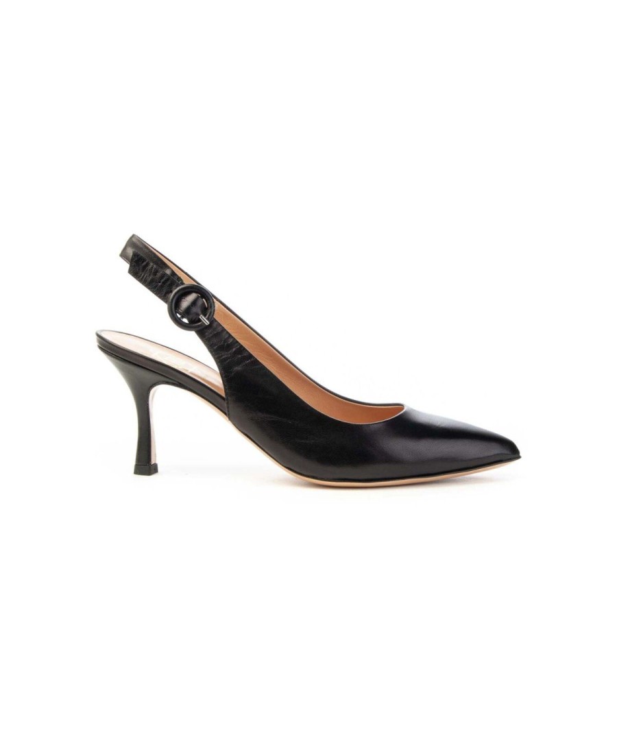 Donna FRANCO RUSSO | Franco Russo 1902S Slingback In Nappa Leone Shoes Frosinone Nero