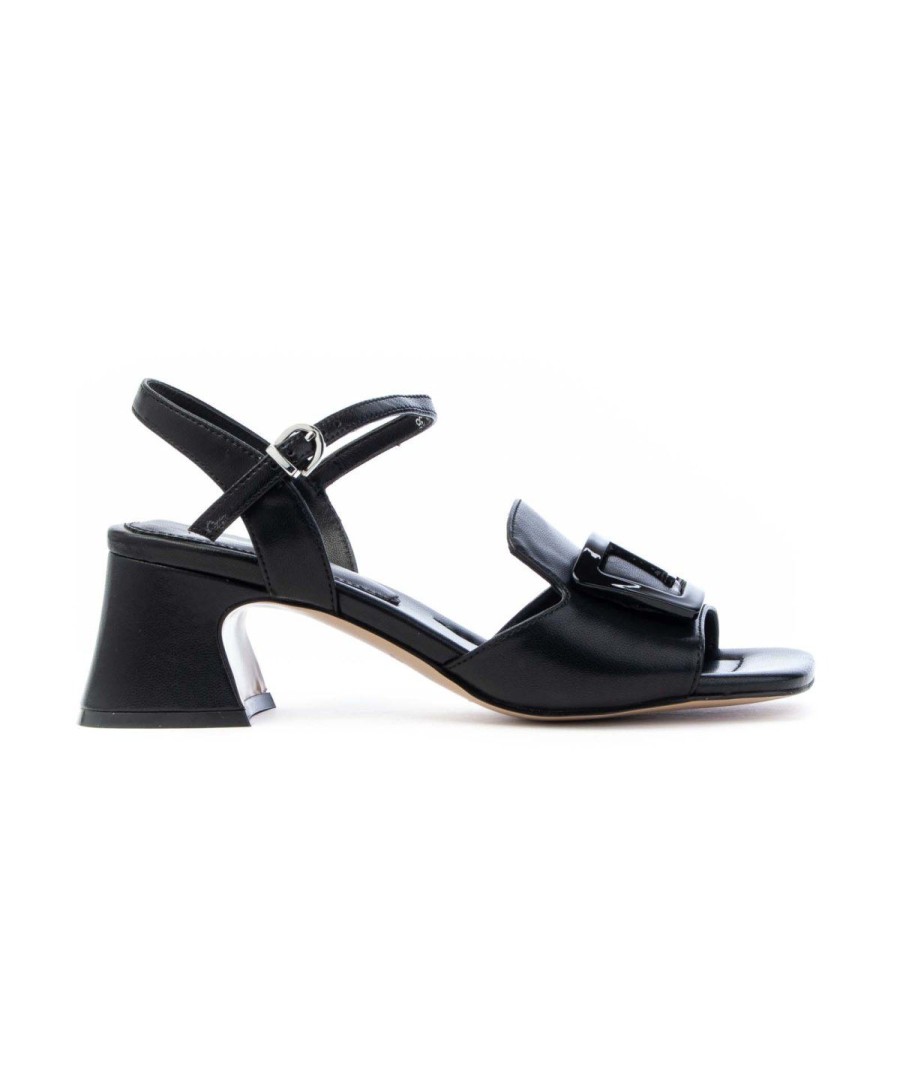 Donna JEANNOT | Jeannot 551 Sandalo Fibbia Tacco 50 Leone Shoes Nero