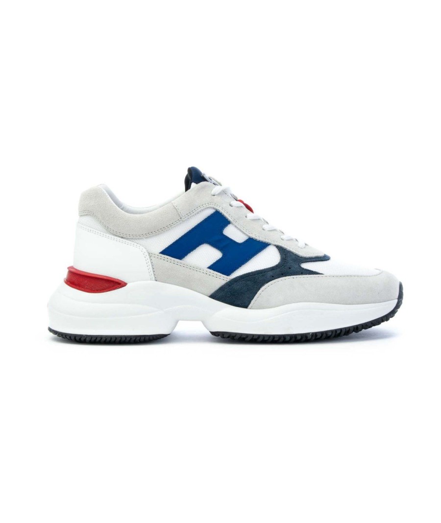 Uomo HOGAN | Hogan Hxm5450Dn90R1Q841T Interaction Leone Shoes Bianco Blu