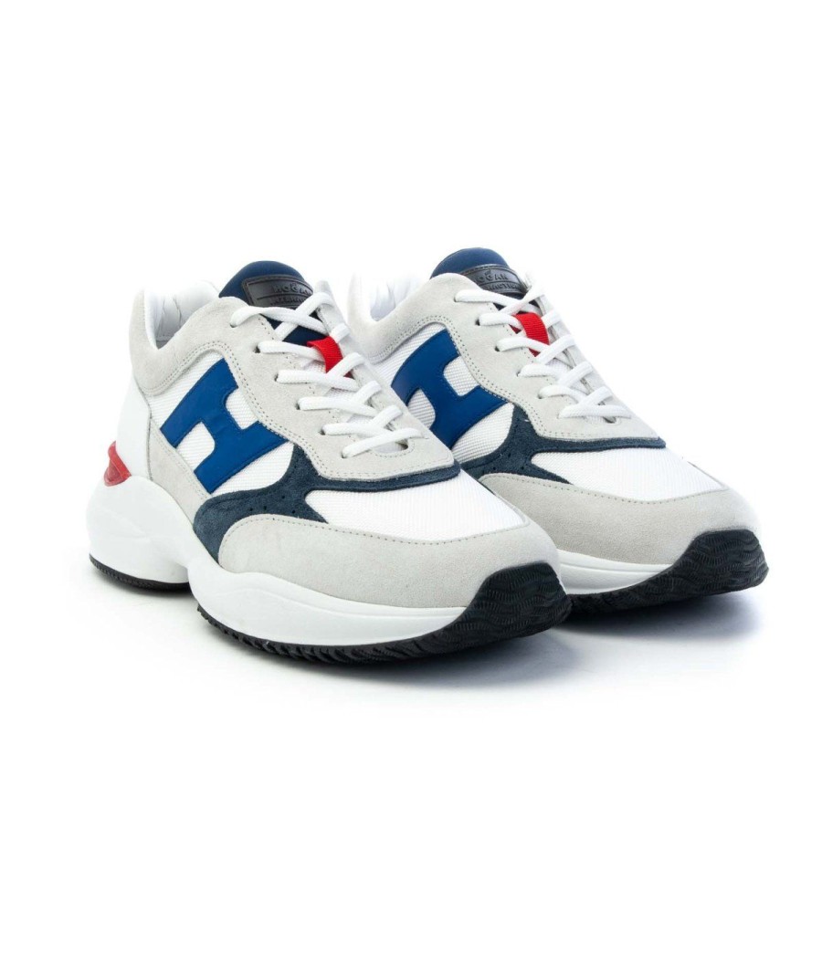 Uomo HOGAN | Hogan Hxm5450Dn90R1Q841T Interaction Leone Shoes Bianco Blu