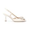 Donna ROBERTO FESTA | Roberto Festa Nuvola Nappa Slingback Fiore Tacco 70 Leone Shoes Panna