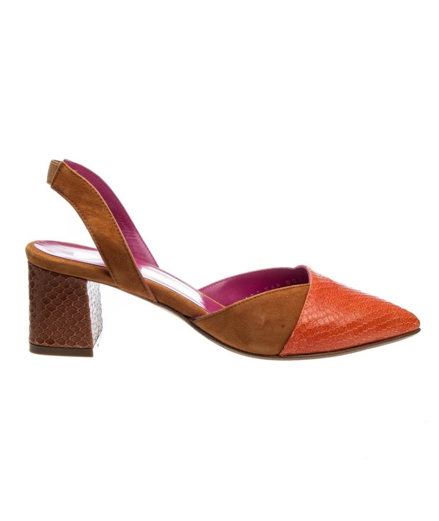 Donna LE BABE | Le Babe 1259 Slingback Stampa Pitone 5Cm Arancio