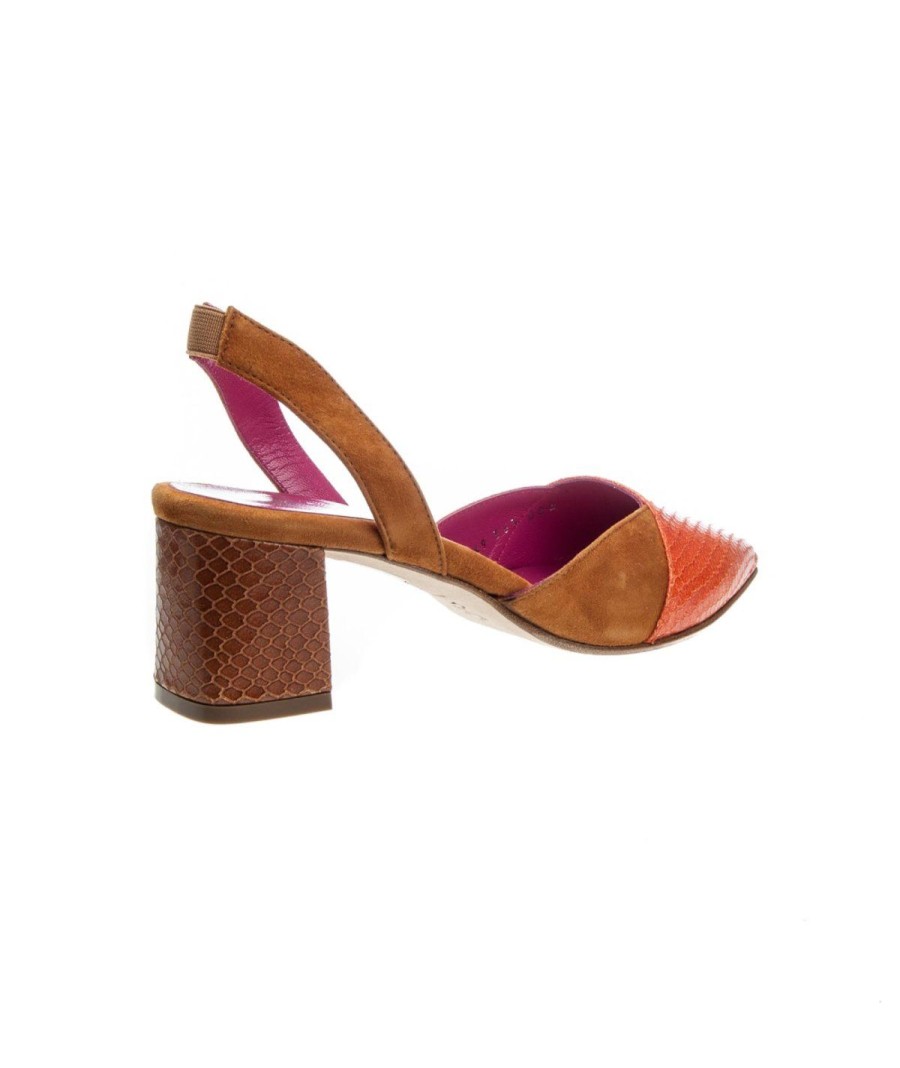 Donna LE BABE | Le Babe 1259 Slingback Stampa Pitone 5Cm Arancio