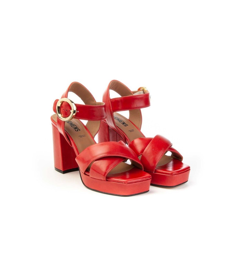 Donna CARMENS | Carmens A51286 Candy Cross Sandalo Woman Leone Shoes Frosinone Rosso