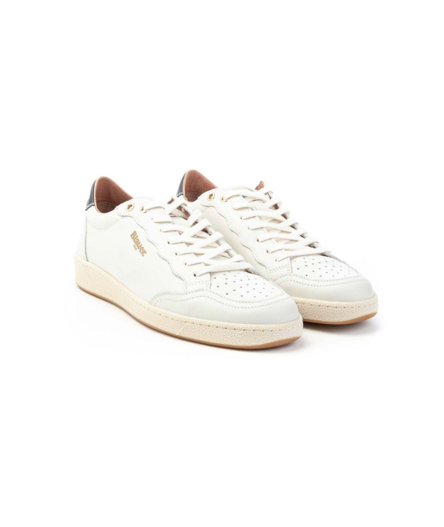 Uomo BLAUER | Blauer S3Murray01/Lea Sneakers Man Leone Shoes Frosinone White/Blue