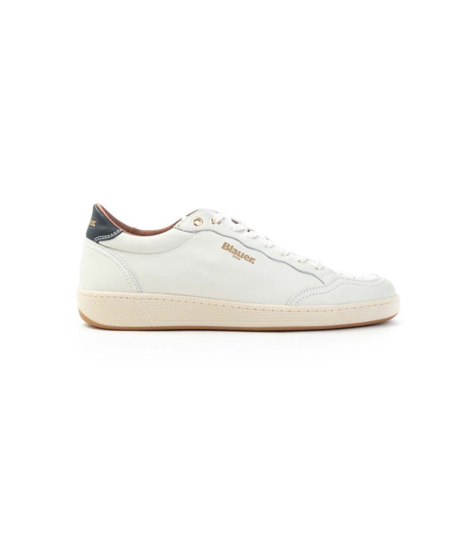 Uomo BLAUER | Blauer S3Murray01/Lea Sneakers Man Leone Shoes Frosinone White/Blue