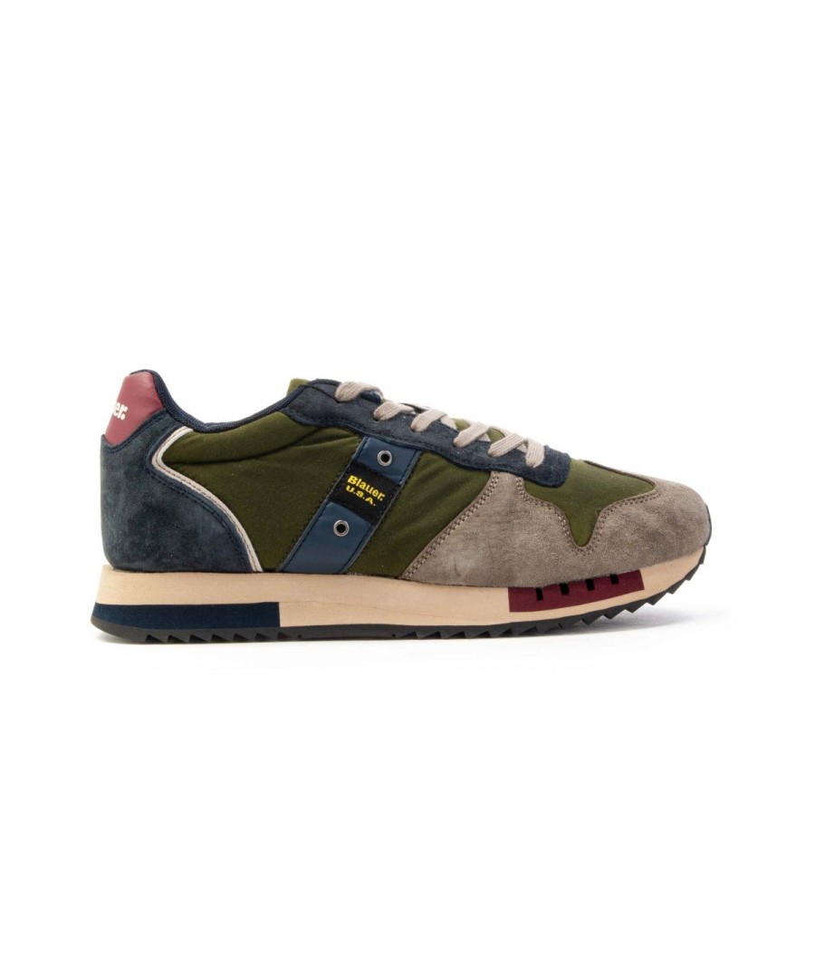 Uomo BLAUER | Blauer Queens01/Wax Sneakers Lacci Militare