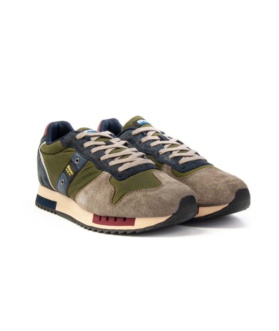 Uomo BLAUER | Blauer Queens01/Wax Sneakers Lacci Militare