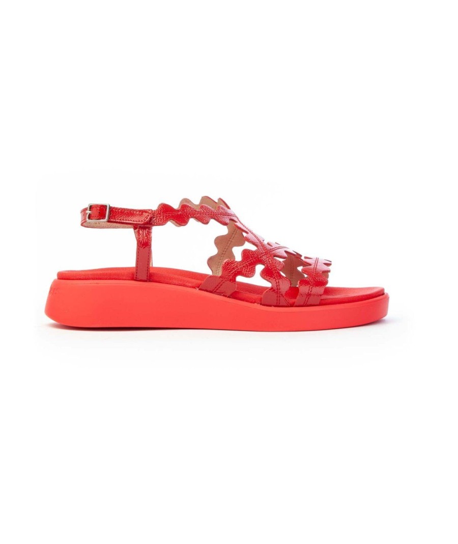 Donna WONDERS | Wonders C6510 Lack Sandalo Criss Cross Leone Shoes Rosso