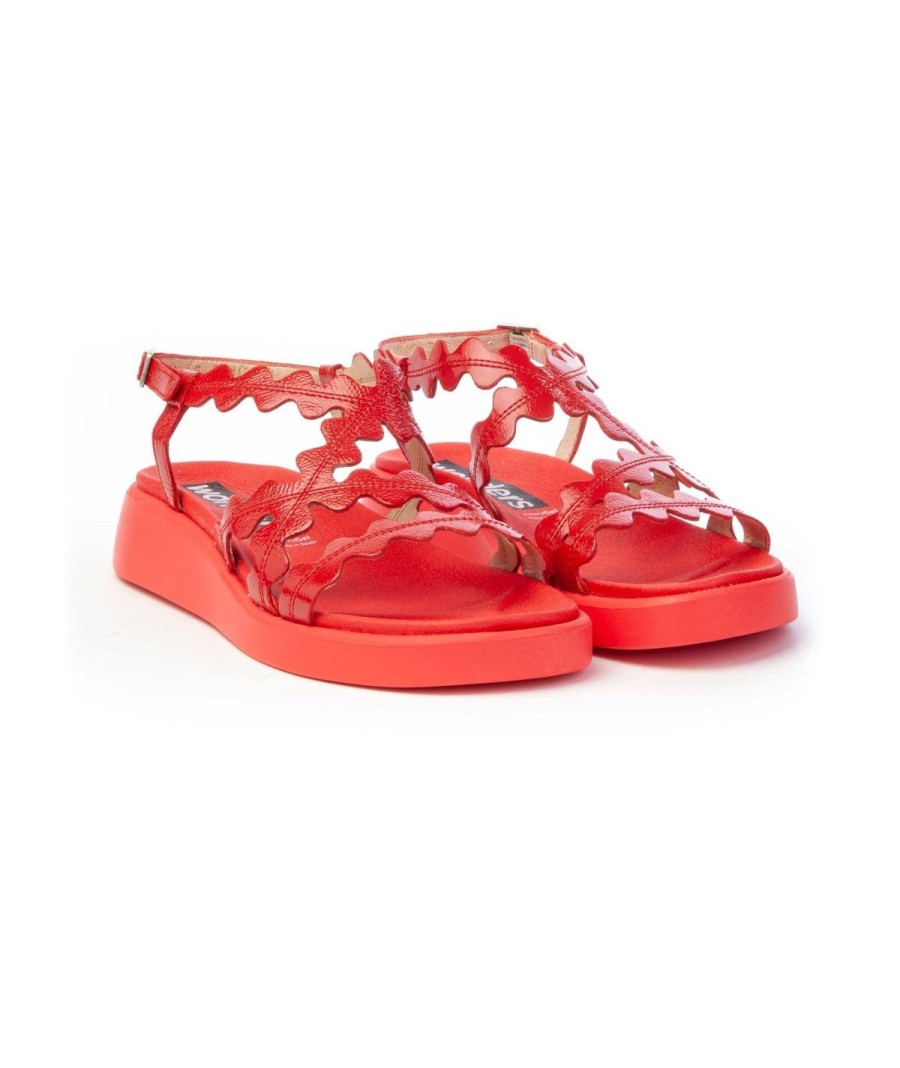 Donna WONDERS | Wonders C6510 Lack Sandalo Criss Cross Leone Shoes Rosso