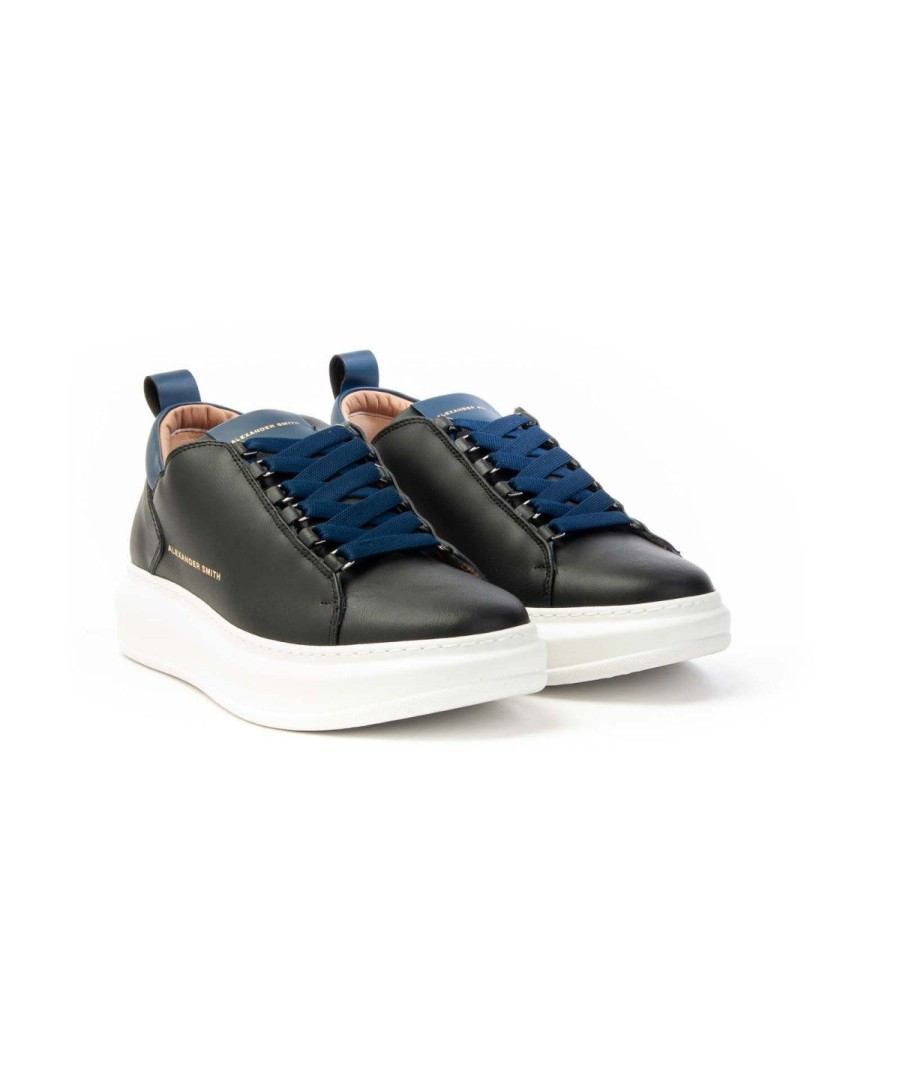 Uomo ALEXANDER SMITH | Alexander Smith Sneakers Avw1U76 Wembley Man Black-Blue